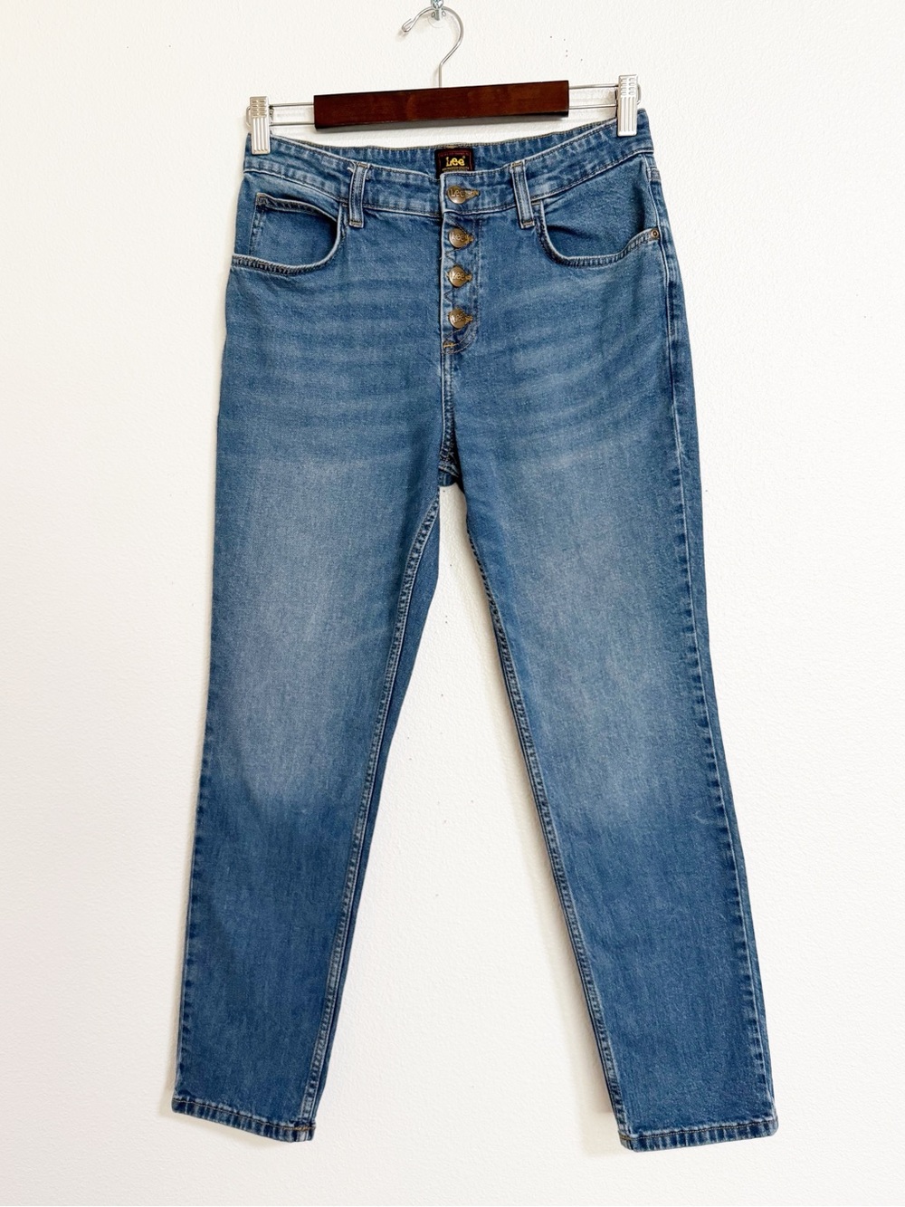 Lee Buttonfly Straight Leg Ankle Jeans Medium Wash Size 6